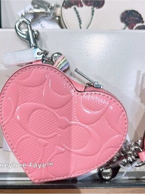 Coach Pink Patent Heart Charm Chain Crossbody cd004